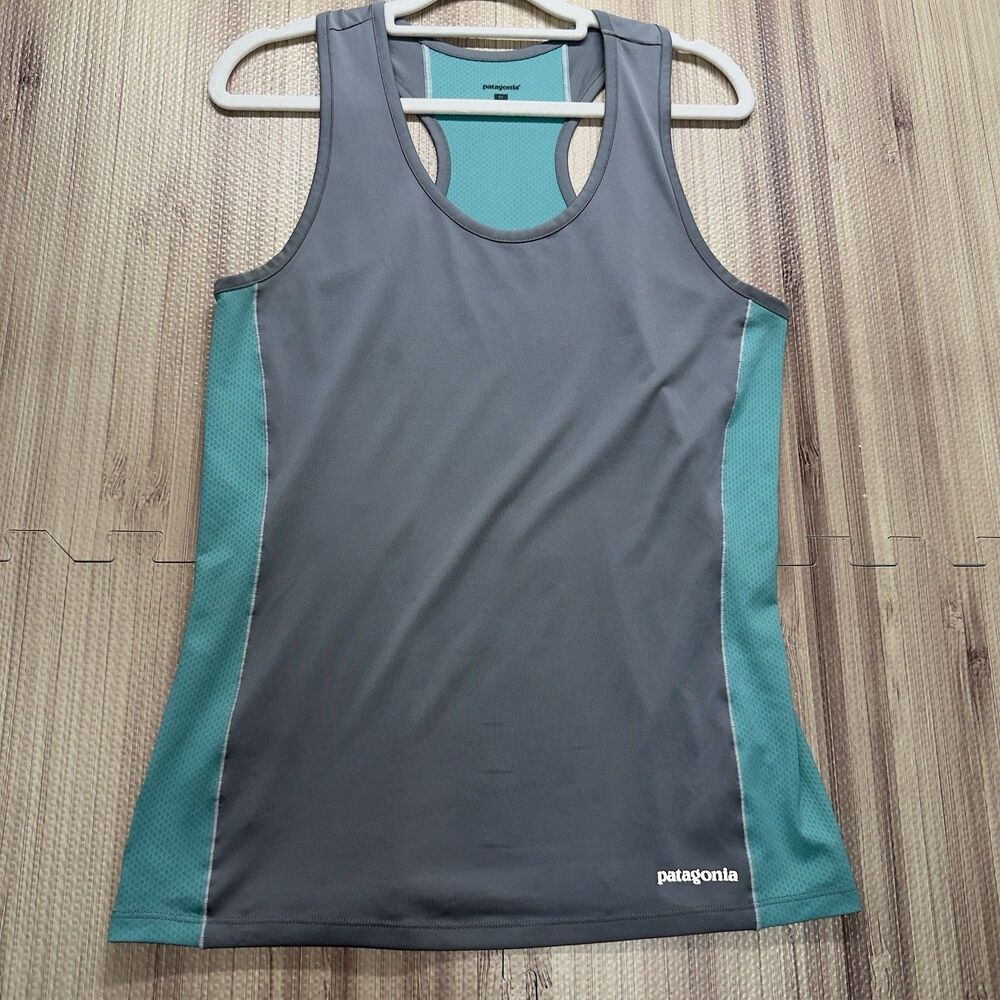 Patagonia Draft Lightweight Tank Top Womens M Gray Teal Performance Active